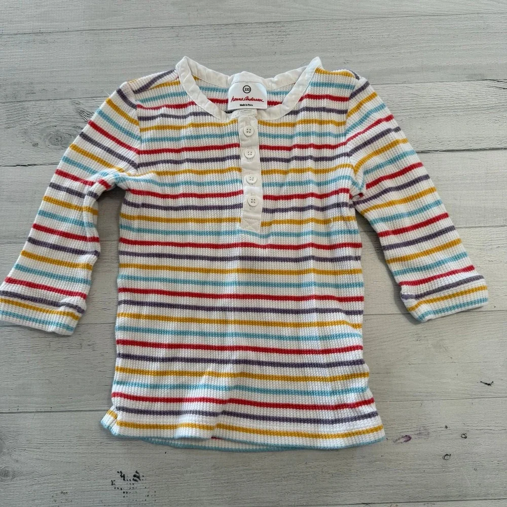 Hanna Andersson girls ribbed rainbow‎ striped top 100/4